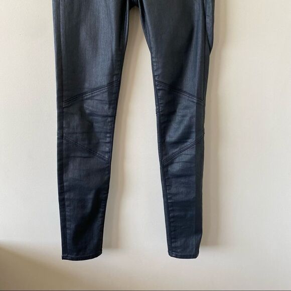 Anthropologie-AG Kaya Zip Ankle Wax Coated Moto Jeans (Size:25) - Picture 8 of 14